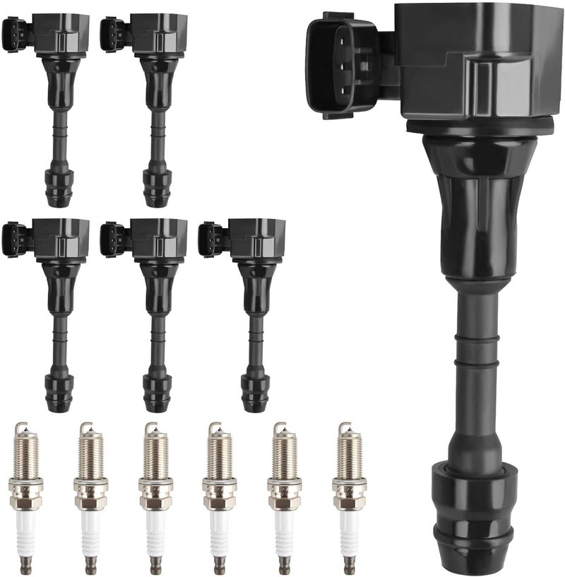 HYR Set of 6 Ignition Coil Pack and Iridium Spark Plugs Fit for 3.5L 2003-2008 Infiniti FX35 G35 M35 Nissan 350Z V6 Replaces UF401 - Image 1